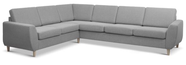 Wendy set 7 corner hjørnesofa - grå polyester stof og natur træ