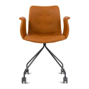 Bent Hansen - Primum Armchair w. wheels - Kontorstol - Hjulstel: Sort Pulverlakeret Stål / Cognac - B56 x D54 x H80 x SH45 cm