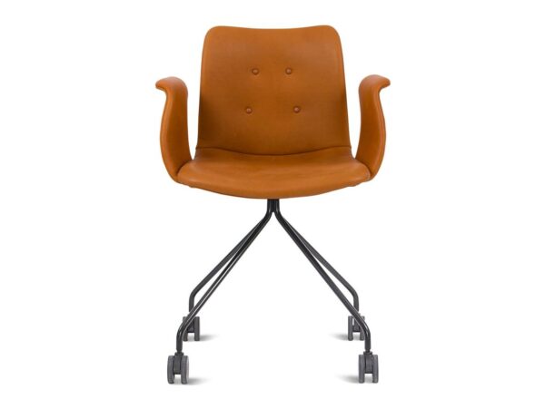 Bent Hansen - Primum Armchair w. wheels - Kontorstol - Hjulstel: Sort Pulverlakeret Stål / Cognac - B56 x D54 x H80 x SH45 cm