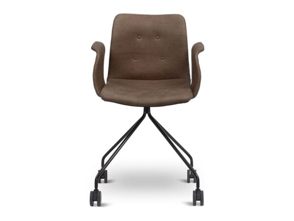 Bent Hansen - Primum Armchair w. wheels - Kontorstol - Hjulstel: Sort Pulverlakeret Stål / Tartufo - B56 x D54 x H80 x SH45 cm