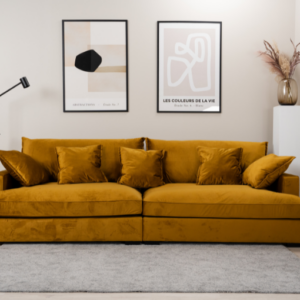 Gul velour Sofa | Chelsey flydersofa | 3 personers sofa