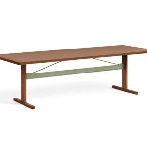 HAY - Passerelle Table - Spisebord - Clear Water-Based Lacquered Walnut w. Thyme Green Crossbar - L260 x W95 x H74 cm