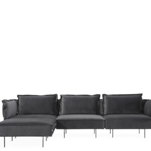 Handvark Three Seat Sofa with Chaise - Dark Grey Velour