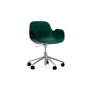 Normann Copenhagen - Form Armchair Swivel 5W Gas Lift Alu - Kontorstol - Aluminium / Green - H73/86 x L72,5 x SH37/50 cm