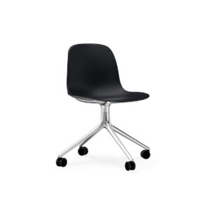 Normann Copenhagen - Form Chair Swivel 4W Alu - Kontorstol - Black / Aluminum - H79 x W52 x D52 x SH44 cm