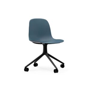 Normann Copenhagen - Form Chair Swivel 4W Alu - Kontorstol - Blue / Black Aluminum - H79 x W52 x D52 x SH44 cm