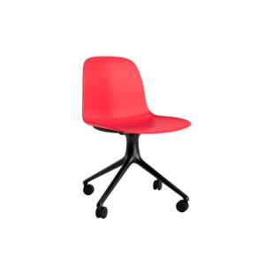 Normann Copenhagen - Form Chair Swivel 4W Alu - Kontorstol - Bright Red / Black Aluminum - H79 x W52 x D52 x SH44 cm