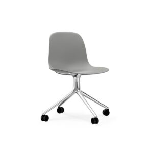 Normann Copenhagen - Form Chair Swivel 4W Alu - Kontorstol - Grey / Aluminum - H79 x W52 x D52 x SH44 cm