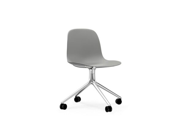 Normann Copenhagen - Form Chair Swivel 4W Alu - Kontorstol - Grey / Aluminum - H79 x W52 x D52 x SH44 cm