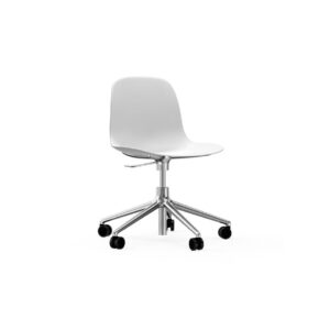 Normann Copenhagen - Form Chair Swivel 5W Gas Lift Alu - Kontorstol - Aluminium / White - H73/86 x L72,5 x SH37/50 cm