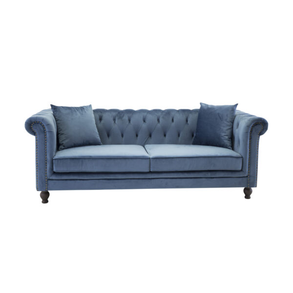 VENTURE DESIGN Velvet 3 pers. sofa - blå velour og træ