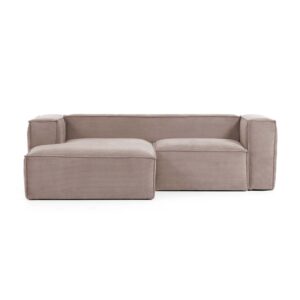 LAFORMA Blok sofa, m. chaiselong - rosa fløjl