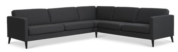 Ask sæt 57 hjørnesofa - antracitgrå polyester stof og sort træ