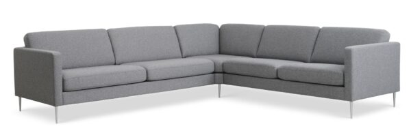 Ask sæt 57 hjørnesofa - lys granitgrå polyester stof og børstet aluminium