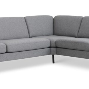Ask sæt 57 hjørnesofa - lys granitgrå polyester stof og sort metal