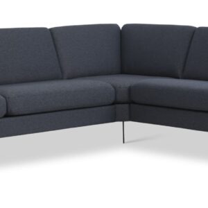 Ask sæt 57 hjørnesofa - navy blå polyester stof og Eiffel ben