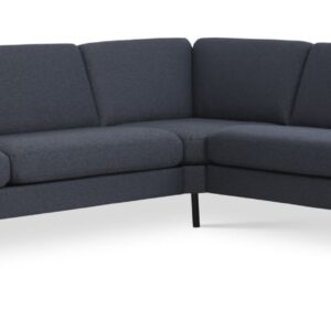 Ask sæt 57 hjørnesofa - navy blå polyester stof og sort metal