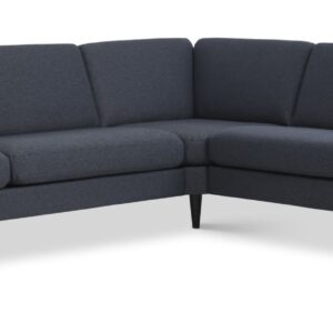 Ask sæt 57 hjørnesofa - navy blå polyester stof og sort træ