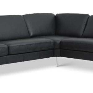 Ask sæt 57 hjørnesofa - sort semianilin læder og Eiffel ben