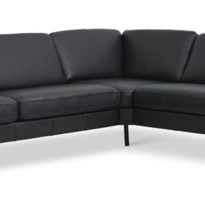 Ask sæt 57 hjørnesofa - sort semianilin læder og sort metal