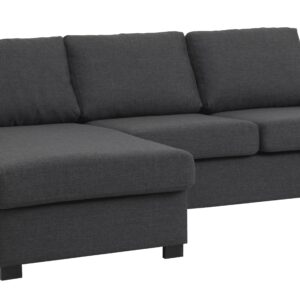 Detroit set 1 3D sofa, m. chaiselong - antracitgrå polyester stof og sort træ