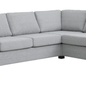 Detroit set 7 corner hjørnesofa - lys granitgrå polyester stof og sort træ