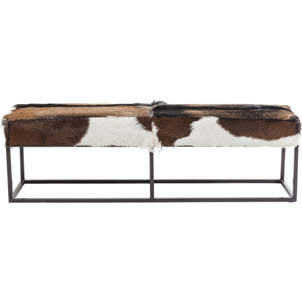 KARE DESIGN Country Life bænk - brunt/hvidt gedeskind og stål