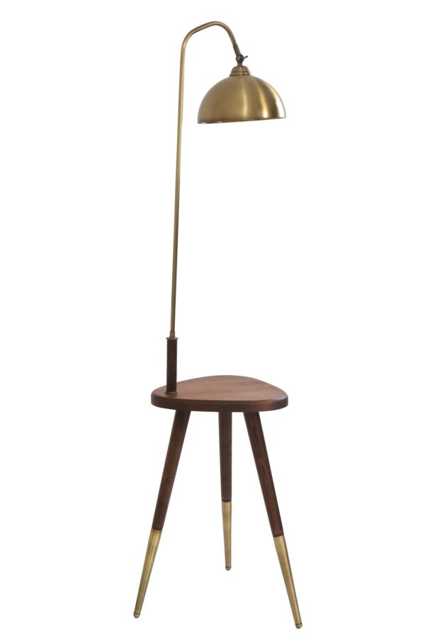LUMI Matosinhos gulvlampe, m. hylde - kobberfarvet metal