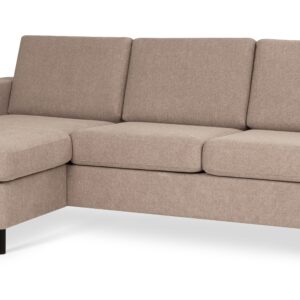 Pan set 1 3D sofa med chaiselong - antelope beige polyester stof og sort træ