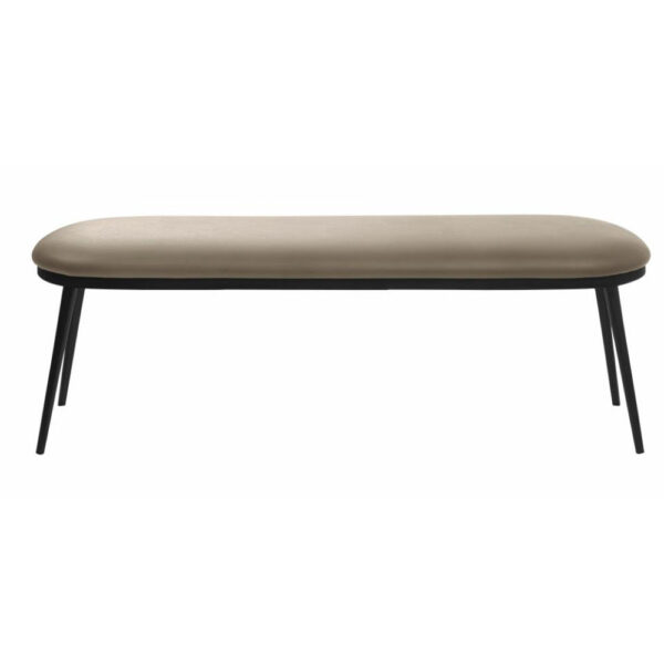 Prestige bænk, rektangulær - taupe kunstlæder og sort polyethylen (140x36)