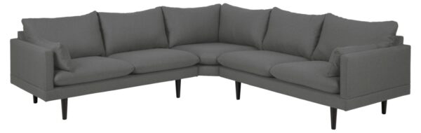 SOFAKONCEPT Cozy hjørnesofa, m. 2 puder - mørkegrå stof og sort bøg