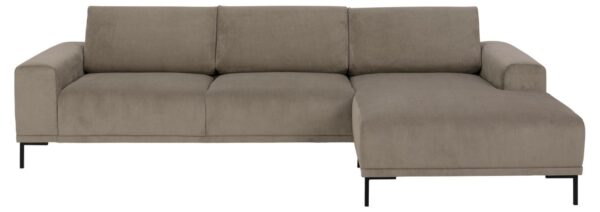 SOFAKONCEPT Noora 3 pers. sofa, m. højre chaiselong - beige stof og sort metal
