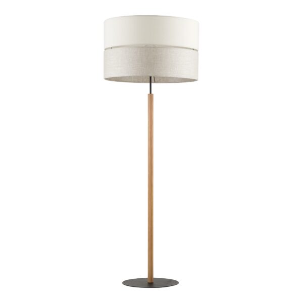 TK Eco gulvlampe, rund - natur stof, fyrretræ og sort metal