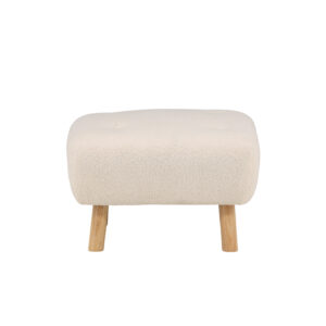 VENTURE DESIGN Salina puf, kvadratisk - hvid bamsestof polyester og natur gummitræ (60x60)