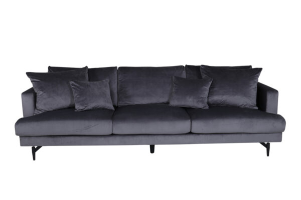 VENTURE DESIGN Sofia 3 pers. sofa - mørkegrå fløjl og sort stål