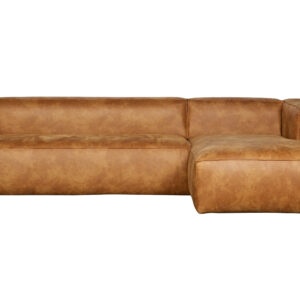 WOOOD Bean hjørnesofa, højre - cognac læderfiber/polyester