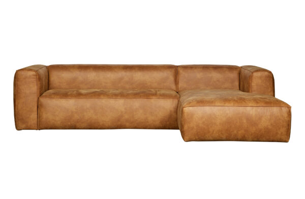 WOOOD Bean hjørnesofa, højre - cognac læderfiber/polyester