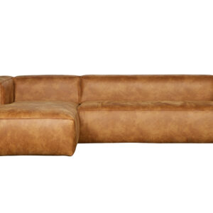 WOOOD Bean hjørnesofa, venstre - cognac læderfiber/polyester