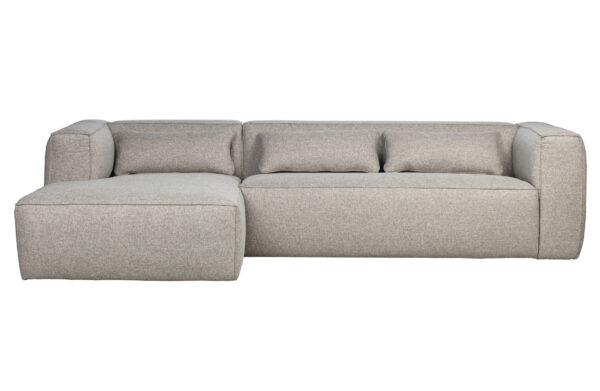 WOOOD EXCLUSIVE Bean hjørnesofa, venstre, inkl. puder - lysegrå stof