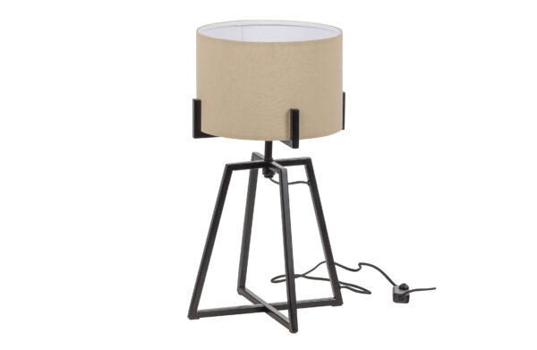WOOOD EXCLUSIVE Holly bordlampe - natur stof og sort metal