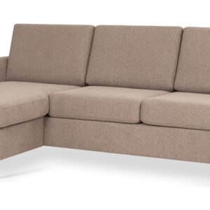 Wendy set 1 3D sofa, m. chaiselong - antelope beige polyester stof og sort træ