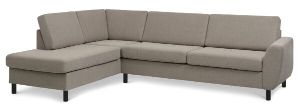 Wendy set 2 OE left sofa, m. chaiselong - antelope beige polyester stof og sort træ