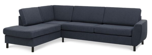 Wendy set 2 OE left sofa, m. chaiselong - blå polyester stof og sort træ