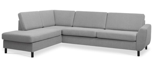 Wendy set 2 OE left sofa, m. chaiselong - grå polyester stof og sort træ