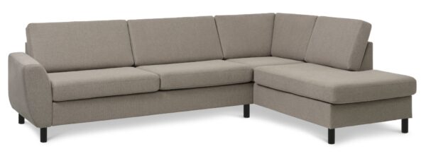 Wendy set 3 OE right sofa, m. chaiselong - antelope beige polyester stof og sort træ