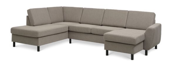 Wendy set 4 U OE left sofa, m. chaiselong - antelope beige polyester stof og sort træ