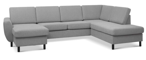 Wendy set 5 U OE right sofa, m. chaiselong - grå polyester stof og sort træ