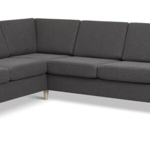 Wendy set 7 corner hjørnesofa - antracitgrå polyester stof og natur træ