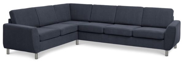 Wendy set 7 corner hjørnesofa - blå polyester stof og børstet aluminium