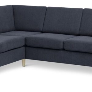 Wendy set 7 corner hjørnesofa - blå polyester stof og natur træ